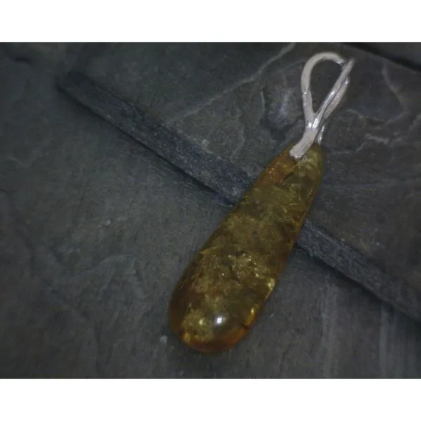 SS Oblong Drop Amber W/ Split Bail Pendant Vulcan's Forge LLC KANSAS CITY, MO