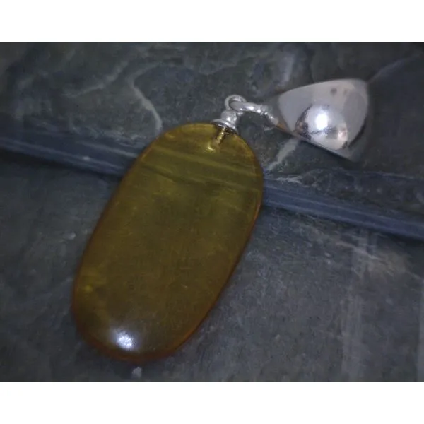 SS Oblong Flat Oval Amber Pendant Vulcan's Forge LLC KANSAS CITY, MO