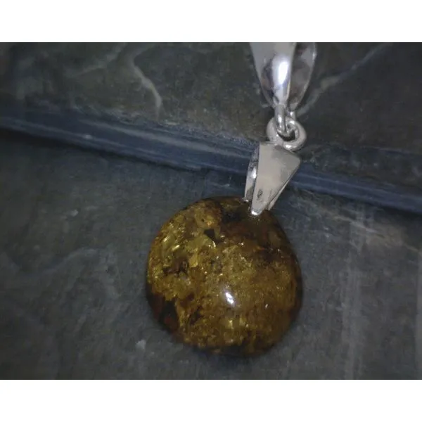 SS Small  Freeform cabochon Cut Amber Pendant Vulcan's Forge LLC KANSAS CITY, MO