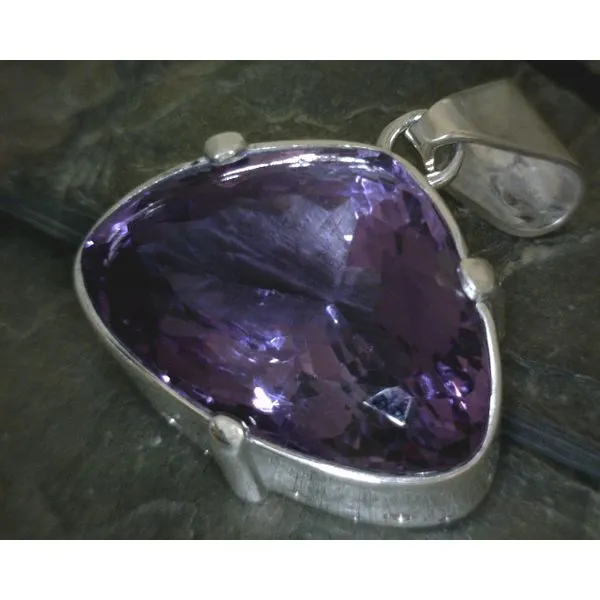 SS BZ Triangle Facetted Amethyst Pendant Vulcan's Forge LLC KANSAS CITY, MO