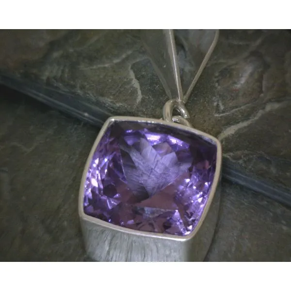 SS BZ Square Facetted Amethyst Pendant Vulcan's Forge LLC KANSAS CITY, MO