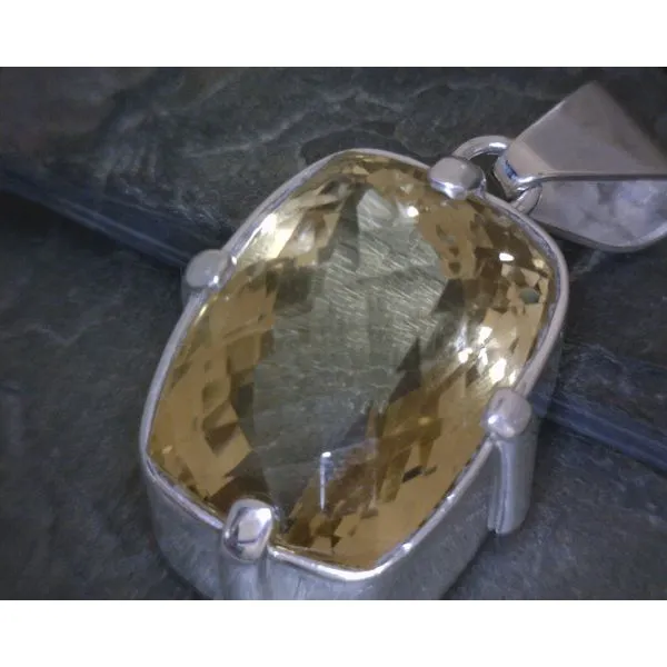 SS BZ Rectangle Checkerboard Facet Citrine Pendant Vulcan's Forge LLC KANSAS CITY, MO