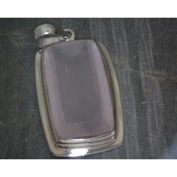 SS Bz Emerald Cut Rose Quartz Pendant Vulcan's Forge LLC KANSAS CITY, MO