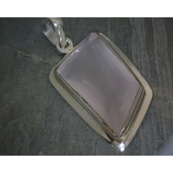SS Bz Freeform Faceted Rose Quartz Pendant Vulcan's Forge LLC KANSAS CITY, MO