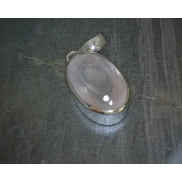 SS Bz Oval Faceted Rose Quartz Pendant Vulcan's Forge LLC KANSAS CITY, MO