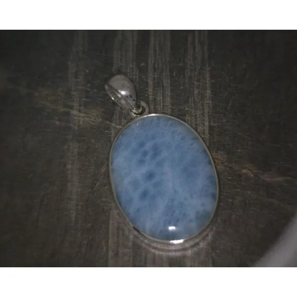 SS Bz Cab Oval Larimar Pendant Vulcan's Forge LLC KANSAS CITY, MO