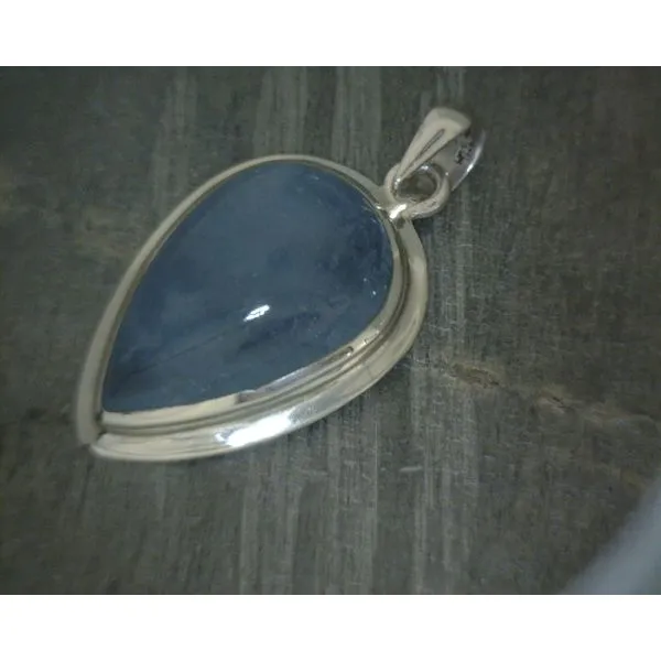 SS BZ Teardrop Cab Aquamarine Pendant Vulcan's Forge LLC KANSAS CITY, MO