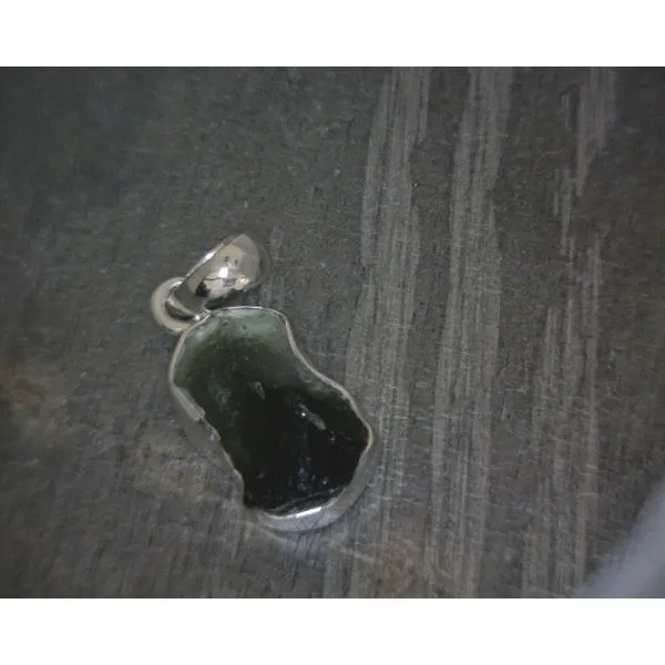 SS BZ Freeform Moldavite Pendant Vulcan's Forge LLC KANSAS CITY, MO