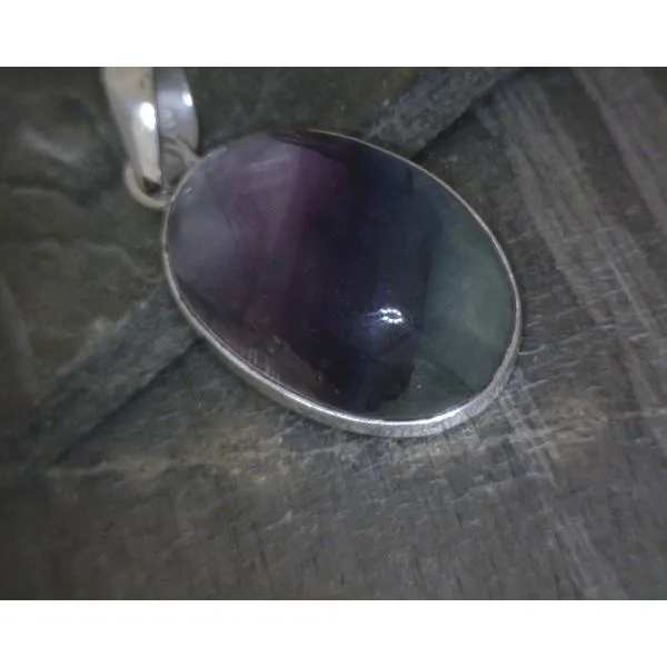 SS BZ Cab Oval Fluorite Pendant Vulcan's Forge LLC KANSAS CITY, MO