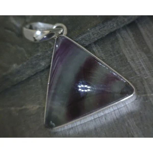 SS BZ Cab Triangle Fluorite Pendant Vulcan's Forge LLC KANSAS CITY, MO