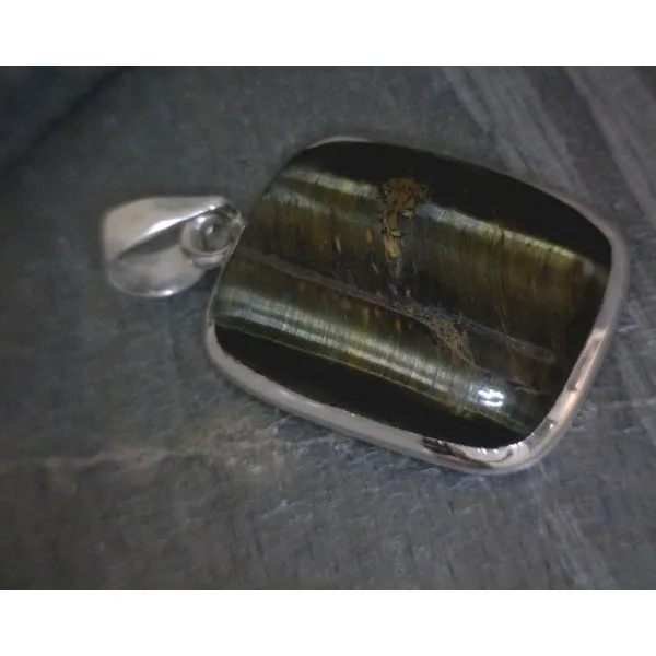 SS BZ Cab Rounded Rectangle Tigers Eye Pendant Vulcan's Forge LLC KANSAS CITY, MO