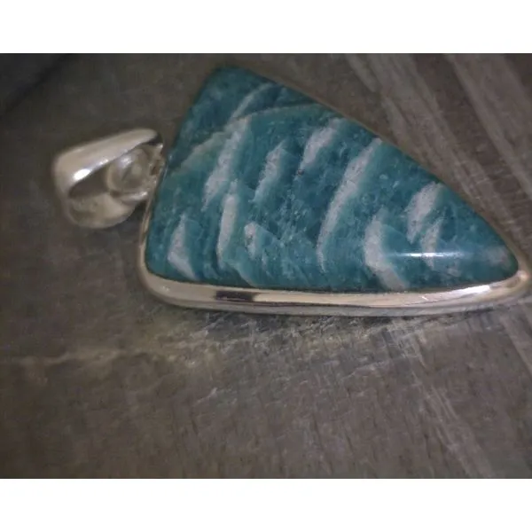 SS BZ Cab Freeform Amazonite Pendant Vulcan's Forge LLC KANSAS CITY, MO