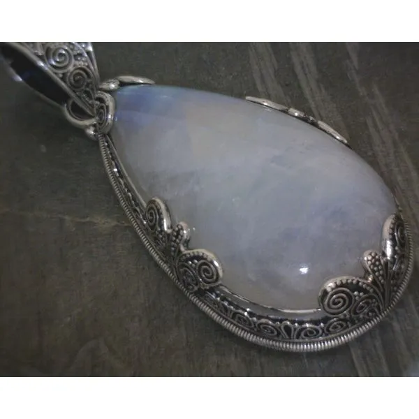 SS Bz Cab Pear W Ornate Bezel Setting Pendant Vulcan's Forge LLC KANSAS CITY, MO