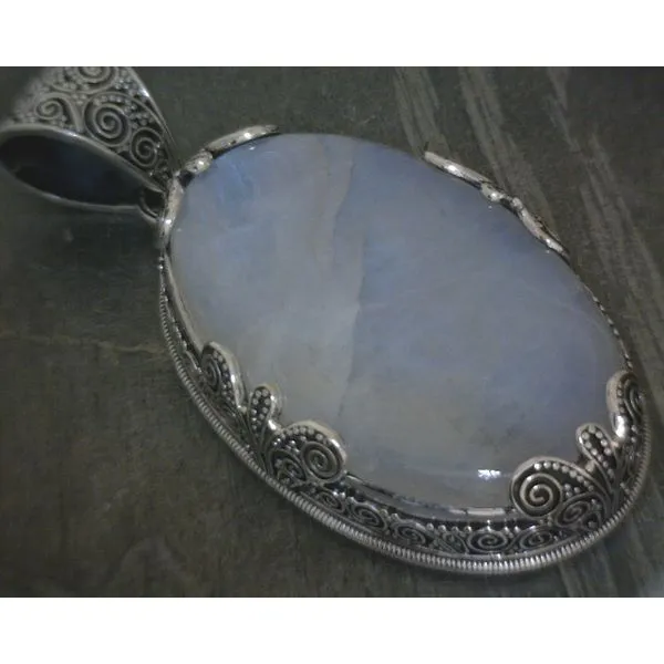 SS Bz Cab Oval W Ornate Bezel Setting Pendant Vulcan's Forge LLC KANSAS CITY, MO