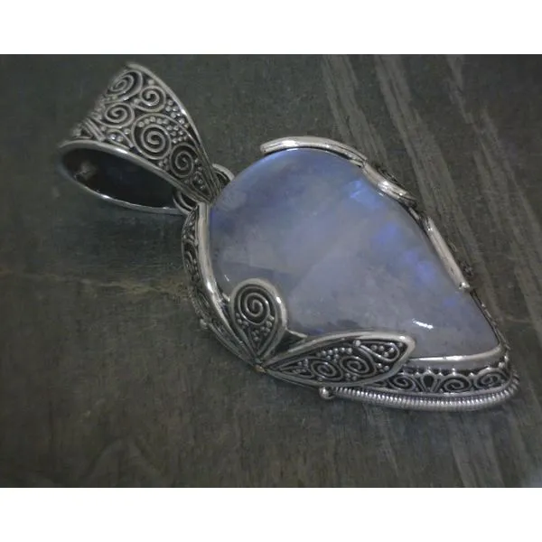 SS Bz Cab Pear W Ornate Bezel Setting Pendant Vulcan's Forge LLC KANSAS CITY, MO