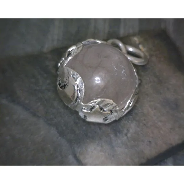 SS Rose Quartz Ball W Star & Moon Pendant Vulcan's Forge LLC KANSAS CITY, MO