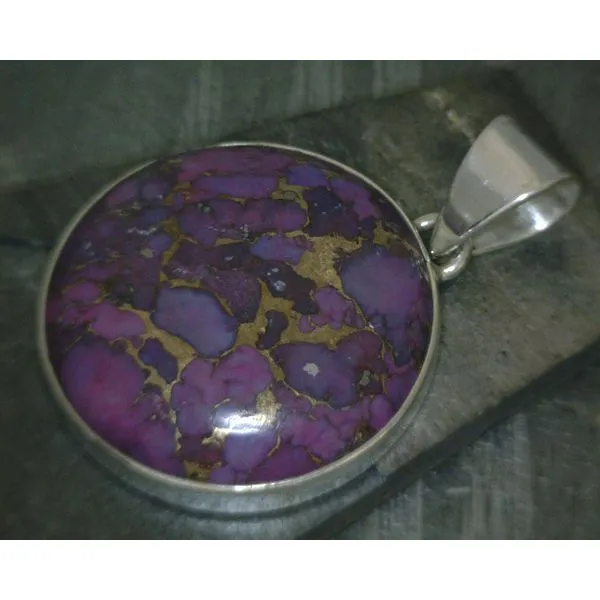 SS Bz Cab Oval Enhanced Turquoise Pendant Vulcan's Forge LLC KANSAS CITY, MO