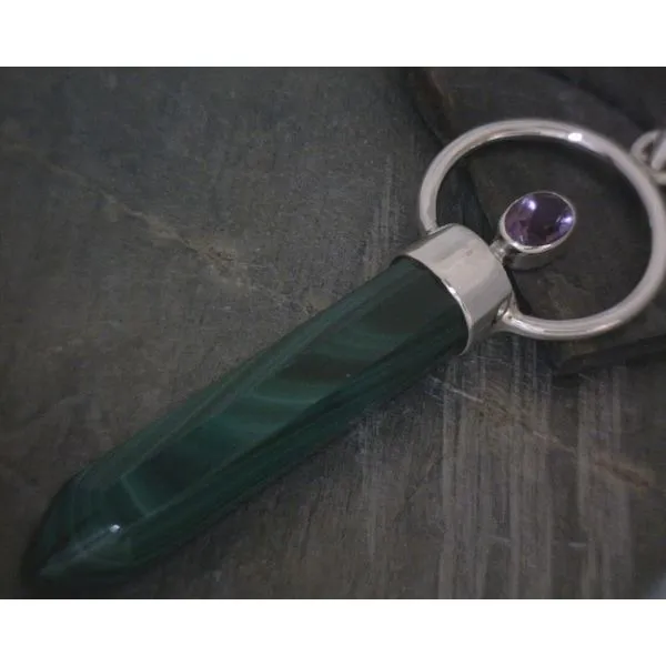 SS Bz Malachite & Oval Amethyst Pendan Vulcan's Forge LLC KANSAS CITY, MO
