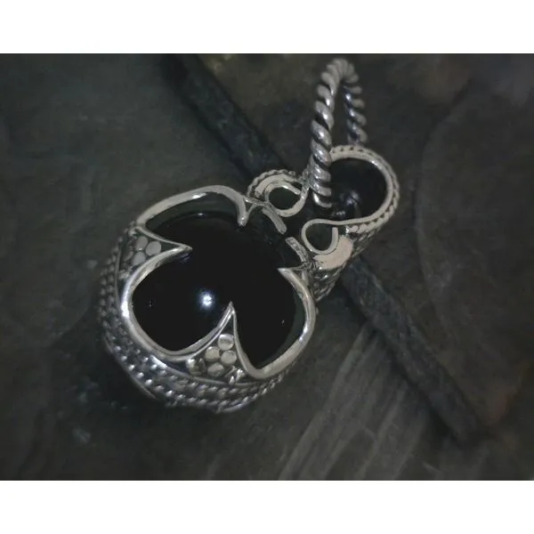 SS Sphere Onyx W Ornate Setting Pendant Vulcan's Forge LLC KANSAS CITY, MO
