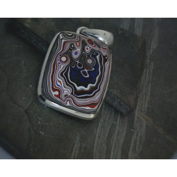 SS BZ Cab Rectangle Fordite Pendant Vulcan's Forge LLC KANSAS CITY, MO