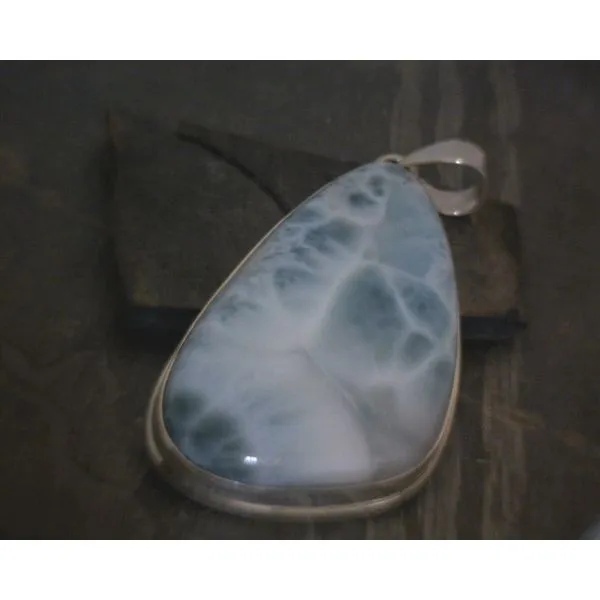 SS  Bz Cab Freeform Larimar Pendant Vulcan's Forge LLC KANSAS CITY, MO