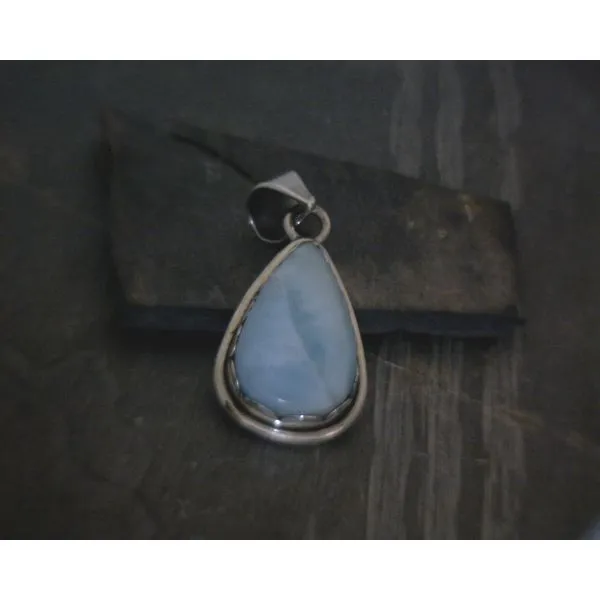 SS  Bz Cab Pear Larimar Pendant Vulcan's Forge LLC KANSAS CITY, MO