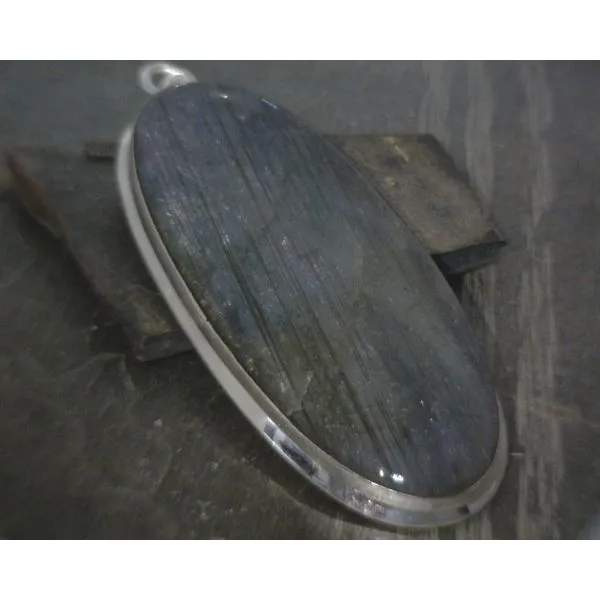 SS BZ Cab Oblong Oval Labradorite Pendant Vulcan's Forge LLC KANSAS CITY, MO