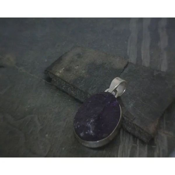 SS BZ Oval Raw Amethyst Pendant Vulcan's Forge LLC KANSAS CITY, MO