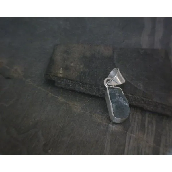SS BZ Raw Aqua Marine Pendant Vulcan's Forge LLC KANSAS CITY, MO