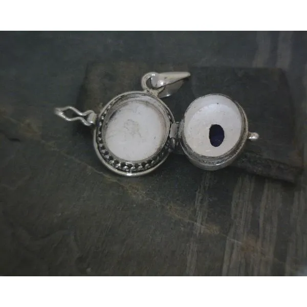 SS BZ Oval Lapis W Ornate Detail Poison Style Pendant Image 2 Vulcan's Forge LLC KANSAS CITY, MO