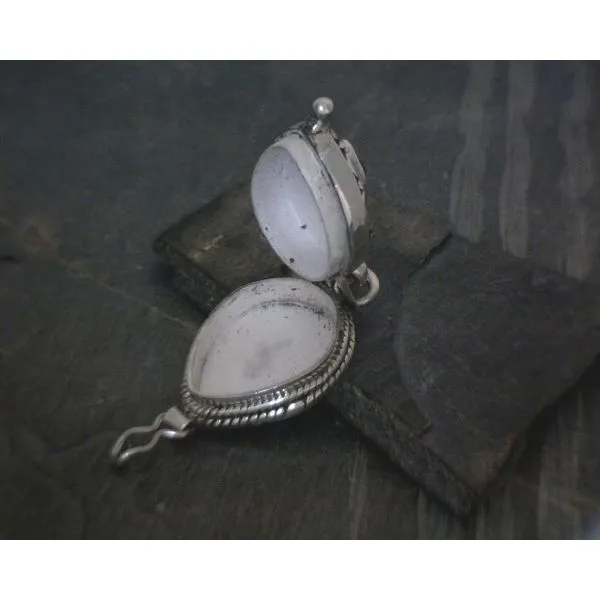 SS BZ Teardrop Ruby W Ornate Detail Poison Style Pendant Image 2 Vulcan's Forge LLC KANSAS CITY, MO