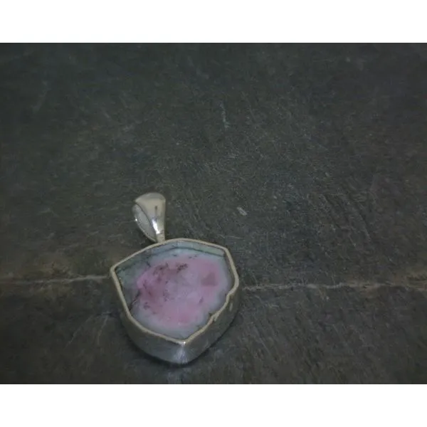 Ss Bz Raw Freeform Watermelon Tourmaline Pendant Vulcan's Forge LLC KANSAS CITY, MO
