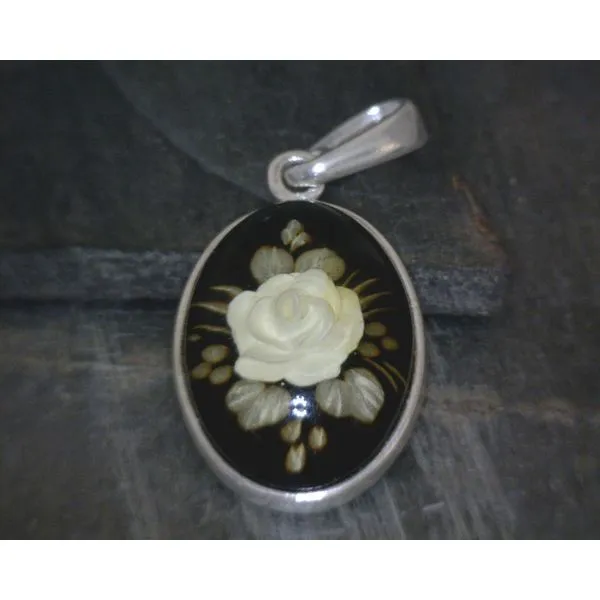 Ss Bz Cab Oval Amber W Carved Floral Detail Vulcan's Forge LLC KANSAS CITY, MO