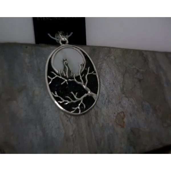 SS Cat On A Branch W/Lava Stone & MOP Pendant Vulcan's Forge LLC KANSAS CITY, MO