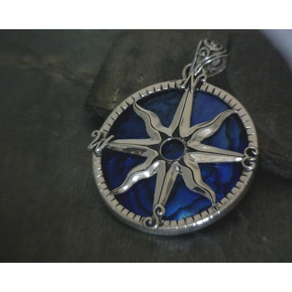 SS Sun Compass W/ Abalone Pendant Vulcan's Forge LLC Kansas City, MO