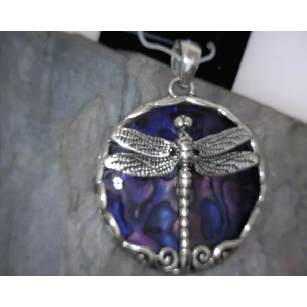 SS Dragon Fly Pendant W/ Abalone Pendant Vulcan's Forge LLC KANSAS CITY, MO