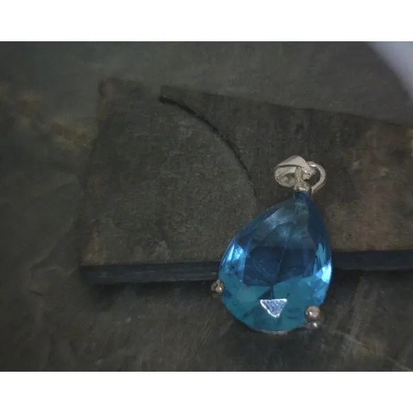 SS Pear Faceted Blue Stone Pendant Vulcan's Forge LLC KANSAS CITY, MO