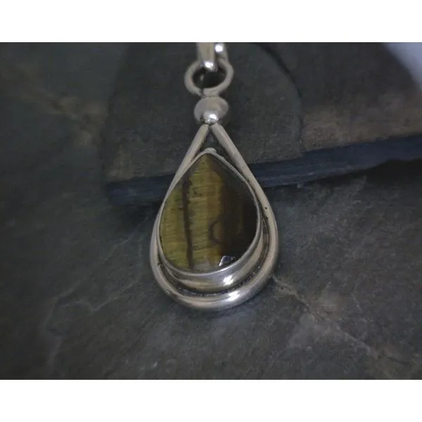 Ss Pear Faceted Tigers Eye Pendant Vulcan's Forge LLC KANSAS CITY, MO