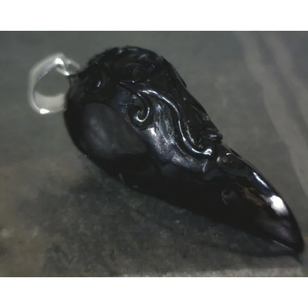 SS Black Bone Raven Skull Pendant Vulcan's Forge LLC KANSAS CITY, MO