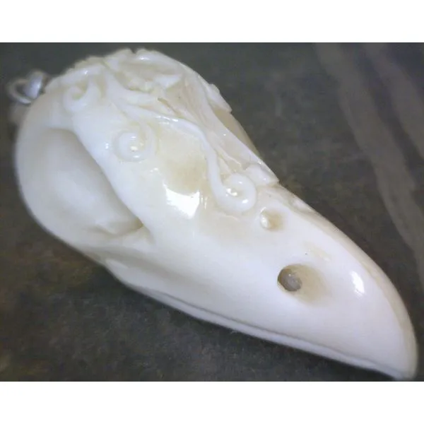 SS Bone Raven Skull Pendant Image 2 Vulcan's Forge LLC KANSAS CITY, MO
