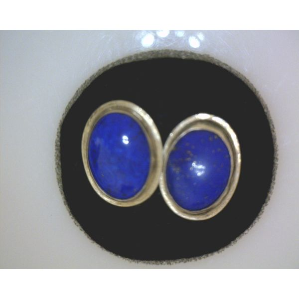 SS Large Oval Lapis Stud Earrings Vulcan's Forge LLC Kansas City, MO