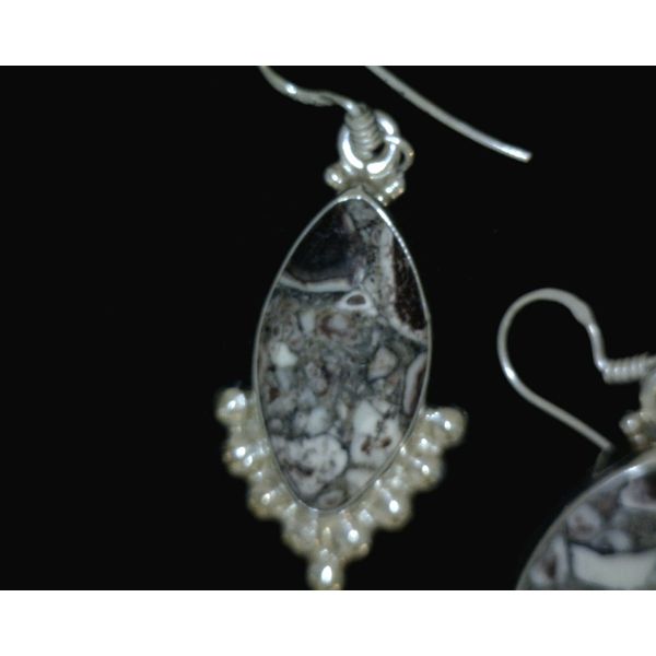 SS Picture Agate Earrings With Bead Design Vulcan's Forge LLC Kansas City, MO