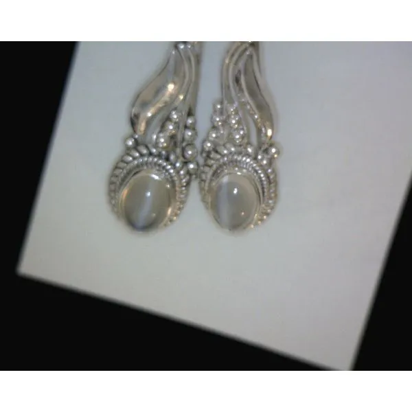 SS Cab Oval Moonstone Free Form Drops Earring Vulcan's Forge LLC KANSAS CITY, MO