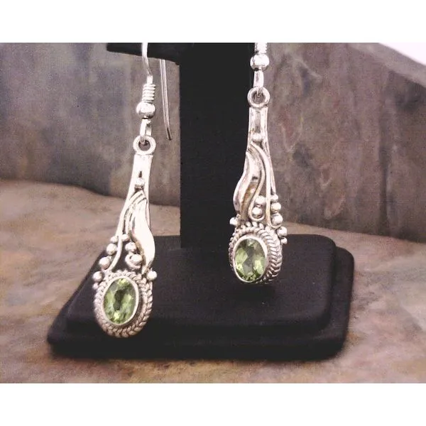 SS Oval Peridot Drops Free Form Earrings Vulcan's Forge LLC Kansas City, MO