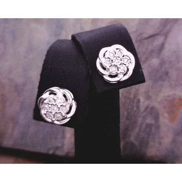 Sterling Flower Diamond Cluster Earrings Vulcan's Forge LLC KANSAS CITY, MO