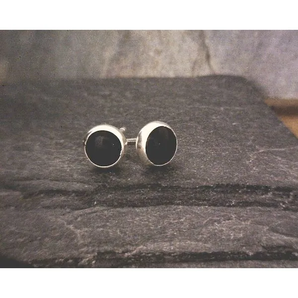Sterling Black Onyx Small Button Studs Vulcan's Forge LLC KANSAS CITY, MO