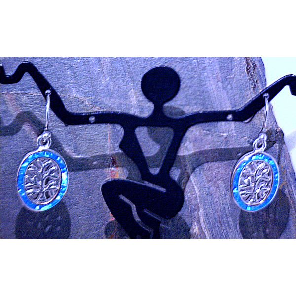 Sterling Tree of Life Drops Wit Blue Opal Vulcan's Forge LLC Kansas City, MO