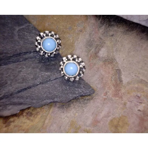 Sterling Turquoise Studs With Bead Detail Vulcan's Forge LLC KANSAS CITY, MO