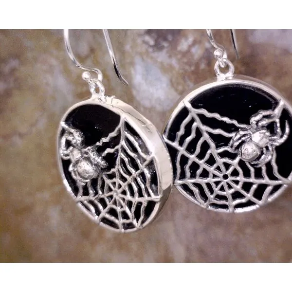 Sterling Spider & Web on Polished Lava Rock Vulcan's Forge LLC KANSAS CITY, MO
