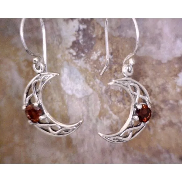 Sterling Celtic Moon with Garnets Vulcan's Forge LLC KANSAS CITY, MO